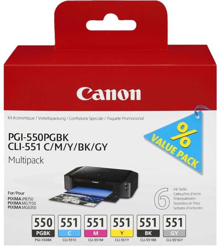 Aanbieding Canon PGI-550/CLI-551 Cartridges Combo Pack - ean 8714574623207 - PConlinekopen.nl