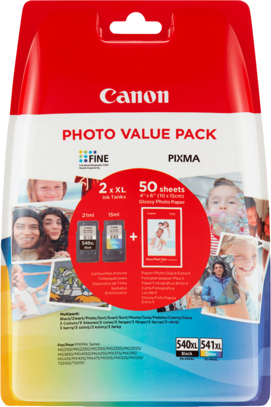 Aanbieding Canon PG-540XL/CL-541XL Photo Value Pack + Canon PP-201 Fotopapier - ean 8714574630823