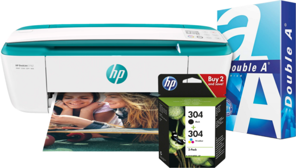 Aanbieding HP Deskjet 3762 + 1 set extra inkt + 500 vellen A4 papier - ean 6090324122193 - PConlinekopen.nl