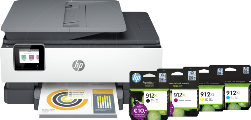 Aanbieding HP Officejet Pro 8022e + 1 set extra inkt - ean 6095604864886 - PConlinekopen.nl