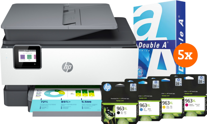 Aanbieding HP OfficeJet Pro 9019e + 1 set extra inkt + 2.500 vellen A4 papier - ean 6095605053036 - PConlinekopen.nl